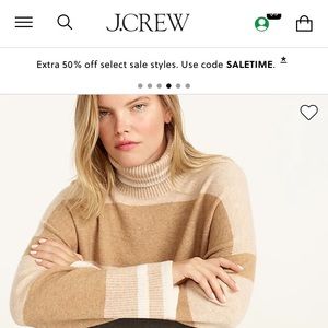 J Crew super soft yarn striped  turtleneck sweater